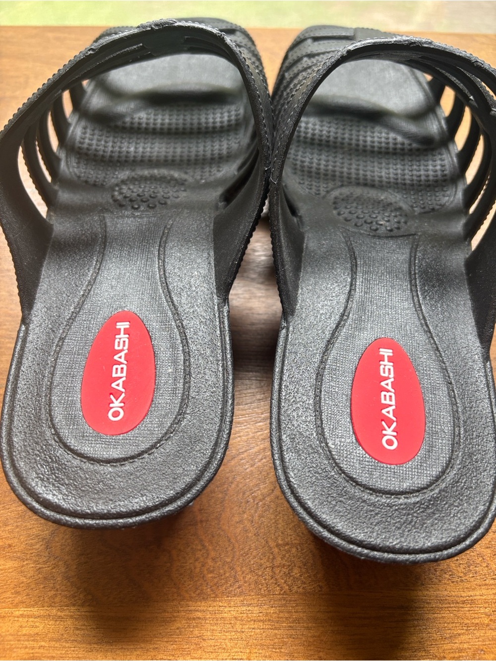 Okabashi Black Women's Wedge Strappy Slide Sandals size L NWOT - Picture 3 of 10